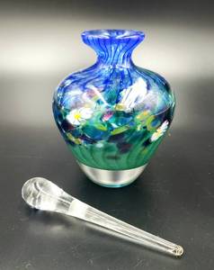 lot 33 image: Glass Art Perfume Bottle with Landscape Design, Signed by Artist Chris Belleau