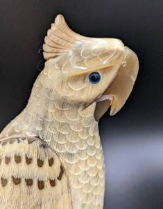 lot 66 image: Parrot Made from Buffalo Horn - Hand Carved in Thailand