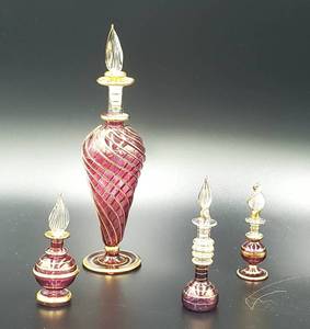 lot 39 image: Four Elegant Art Glass Perfume Bottles