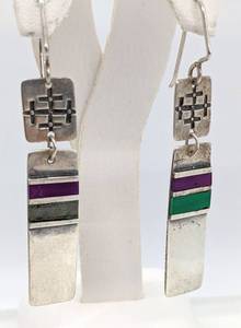 lot 268 image: Two Pairs Southwest Sterling & Green Agate Earrings