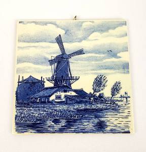 lot 144 image: Hand Painted DELFTS Blauw Windmill Tiles Made in Holland