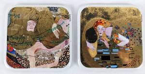 lot 81 image: Art Masters Decor Klimt Ceramic Coasters & Large Monet Glass Tray