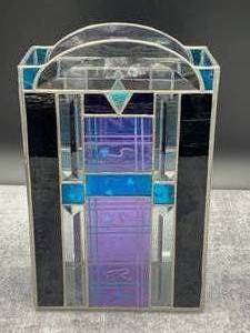 lot 107 image: Art Deco Style Stained Glass Home Decor - PurpleBlue