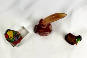 lot 165 image: Three Colorful Clay Toucans