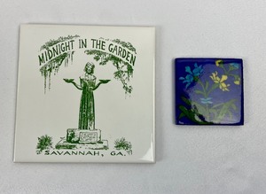 lot 232 image: Trivets Galore Lot of 7 Tile and Wood Trivets