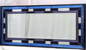 lot 94 image: Dazzling Signed Full-Length Stained Stain Glass Mirror - Hangs Both Ways- 4 FT Long