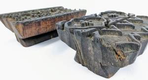 lot 184 image: Two Hand Carved Stamp Print Blocks - Made in India