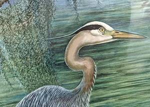 lot 196 image: Two Large Ann Worsham Richardson LTD SIGNED Lithos - Great Blue Heron  Egrets