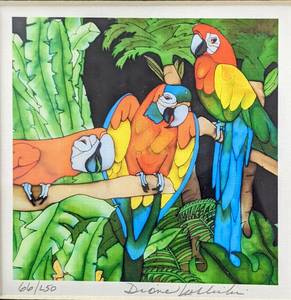 lot 198 image: Diane Lublinski Two Signed & Numbered Gicle Prints of Parrots, Toucans