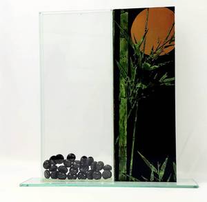 lot 306 image: Glass Bamboo Planter  Vase and Artful Wood Box