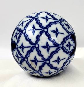 lot 307 image: Chinese Porcelain Ball, German Candle Holder and Blue Glass Window Bird