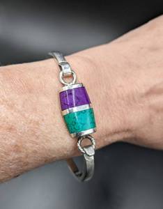 lot 266 image: Taxco, Mexico TL-101 Sterling Bracelet with Sugilite & Turquoise