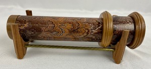 lot 247 image: Vintage Red, Pink, and Brown Kaleidoscopes with Wooden and Brass Stands