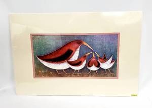 lot 309 image: Hau-Yao-Tung Mixed Media Painting and Ceramic Birds in Nest