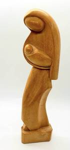 lot 313 image: Wooden Mother and Baby Figurine with Wood Ornament