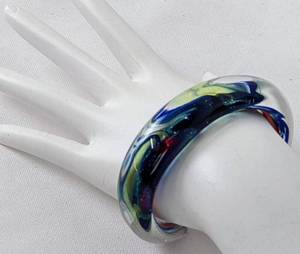 lot 6 image: Art Glass & Sterling Bracelets, with Glass Evil Eye Pendant
