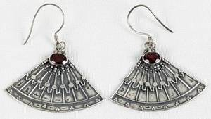 lot 274 image: Fan-Tastic Trio of Sterling Silver Earrings - Ginko Leaf, Garnet, Red Coral