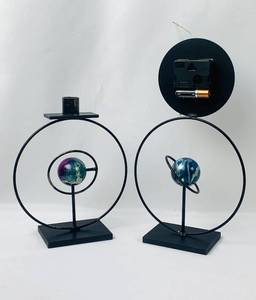 lot 205 image: Vintage Signed Rick Martin Table Clock and Candle Holder - 1998 - Post Modern Modernist