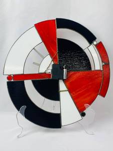 lot 206 image: Vintage Stained Glass and Metal Art Clock - 1990s