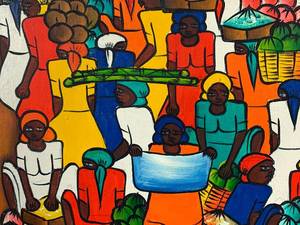 lot 214 image: Two Canvas Paintings of Haitian Scenes