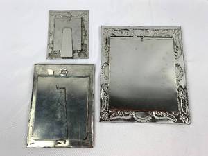lot 115 image: Three Rectangular Punched Tin Mirrors - Mexico