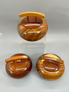 lot 20 image: Madera Wood Canisters with Unique Handles