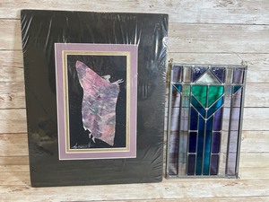 lot 290 image: Vibrant Purple Art Decor- Stained Glass & Signed Artwork