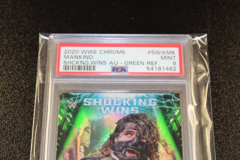 2020 Topps Chrome WWE Shocking Wins Green Refractor Mankind Autograph PSA 9  5/99 | Sports Card & Pokemon Auction w/ Heavy Graded Cards | $4.00 Flat  Rate Shipping | K-BID