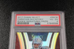 2017 Select Rookie Signatures Prizm Christian McCaffrey Auto Rookie Card PSA 4 3649