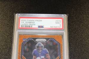 2020 Prizm Orange Lazer JK Dobbins #379 PSA 9 Rookie Card