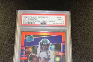 2020 Donruss Optic Red Green Prizm JK Dobbins #P311 PSA 9 Rookie Card