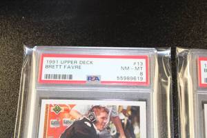 1991 Upper Deck Brett Favre #13 PSA 7 & PSA 8 Rookie Card Lot
