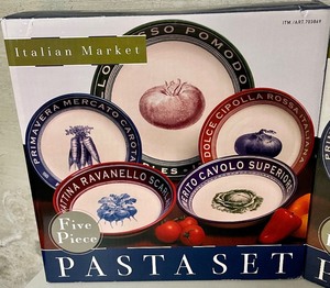 lot 101 image: 2 Italian Market Beautifully Decorated Stoneware Sets