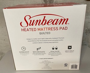 lot 115 image: New Sunbeam Quilted King Heated Mattress Pad