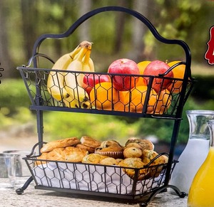 lot 116 image: New 2 Tier Chicken Wire Basket Stand