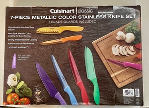 lot 151 image: New Cuisinart 7 Piece Metallic Color Stainless Steel Knife Set