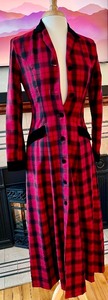 lot 186 image: Lovely Vintage Red and Black Plaid Laura Ashley Coat Dress (New)