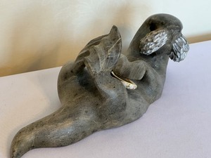 lot 82 image: Sea Otter Soap Stone Carving by Gene Drake