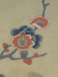 lot 79 image: Lovely Framed Floral and Butterfly Themed Asian Textile