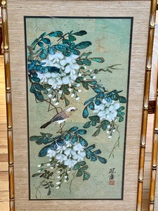 lot 69 image: Two Beautiful Floral Framed Asian Inspired Paintings