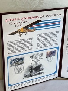 lot 289 image: Charles Lindberghs 50th Anniversary Commemorative Folio