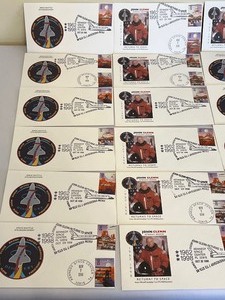 lot 288 image: (17) Space Shuttle and Astronaut John Glenn Collectible Stamps w Envelopes