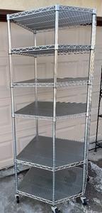 lot 349 image: Marvelous Metal Corner Shelf on Casters