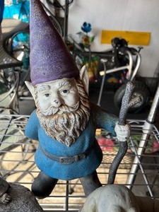 lot 363A image: Fun Garden Decor including Vintage Metal Gnome Garden Figurine