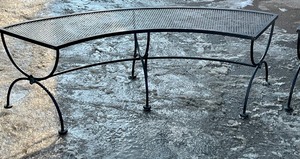 lot 323 image: Three Curved Metal Outdoor Benches