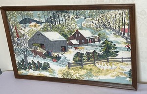 lot 275 image: Fun Vintage Framed Folk Art Textile