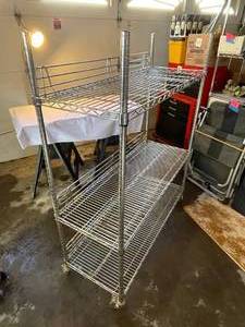 lot 385 image: 3 Shelf Metal Rolling Storage Rack