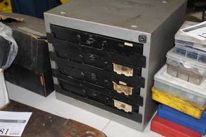 lot 1281 image: Metal Locking Parts Organizer Cabinet, Keys