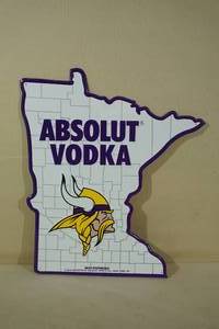 lot 74 image: Absolut Vodka Minnesota Vikings State of Minnesota Tin Sign