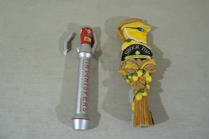 lot 75 image: Shock Top Lemon Shandy Tap Handle plus Broken Tin Whiskers Handle